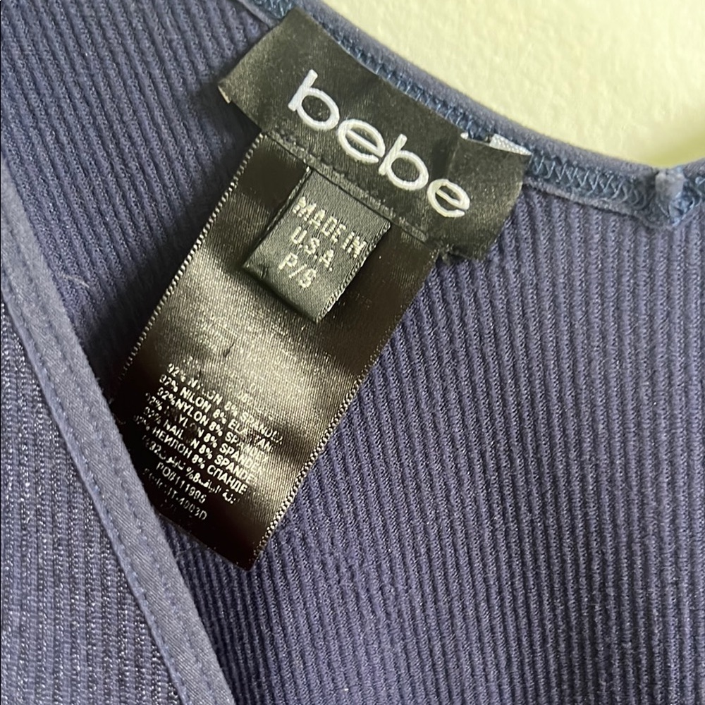 LAST CHANCE ✨ Bebe Blue Ruched V-Neck Bodycon Dress - Picture 4 of 5